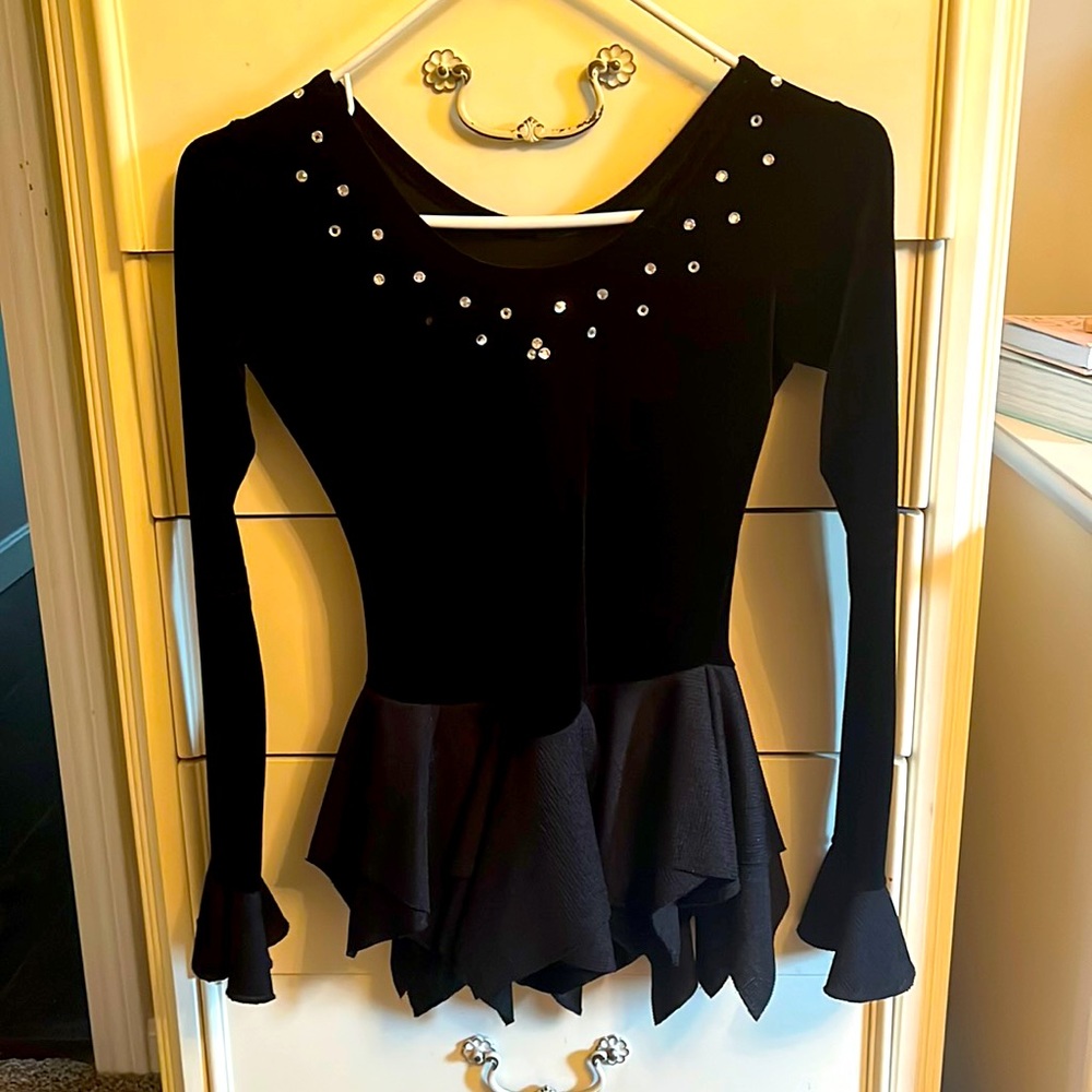 Black, Swarovski Crystal Accented Figure Skating Dress